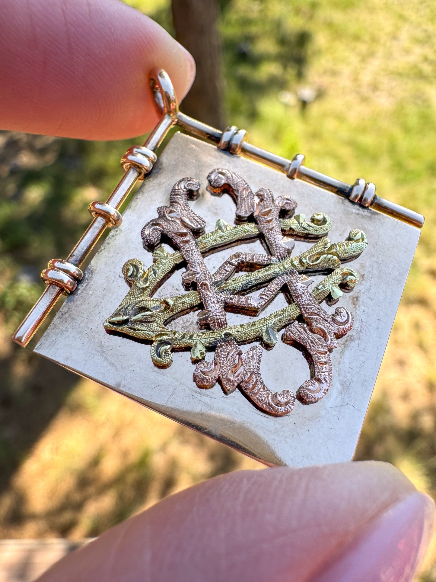 Antique Victorian 10K Gold Monogram Pendant, Dated 1899