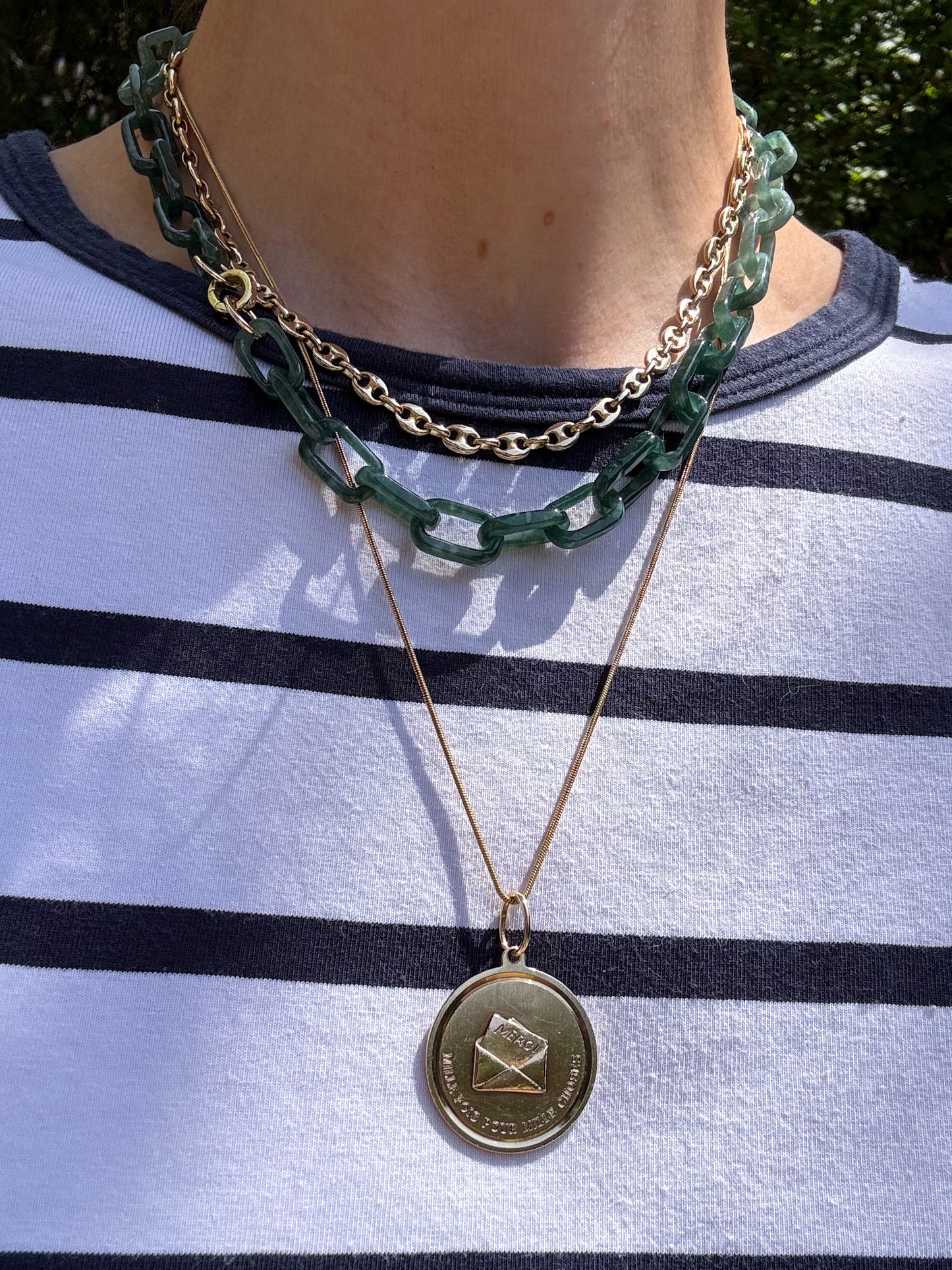 14K Mid-Century "Merci" Medallion