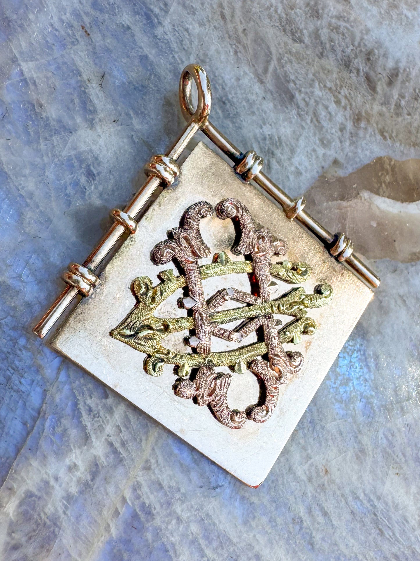 Antique Victorian 10K Gold Monogram Pendant, Dated 1899