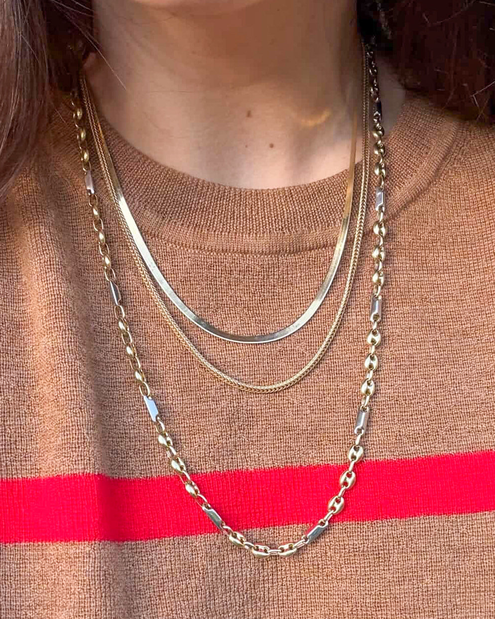 Two-Tone Puffed Gucci Necklace