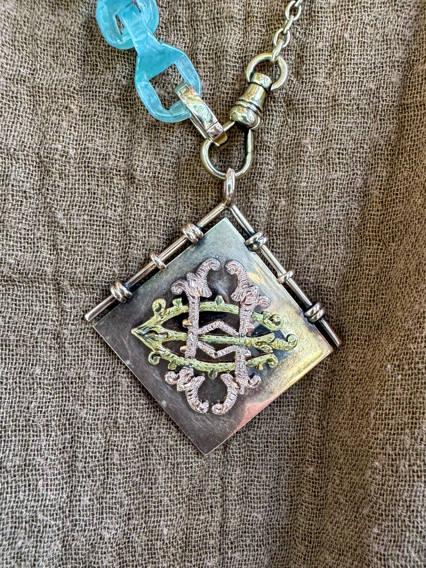Antique Victorian 10K Gold Monogram Pendant, Dated 1899
