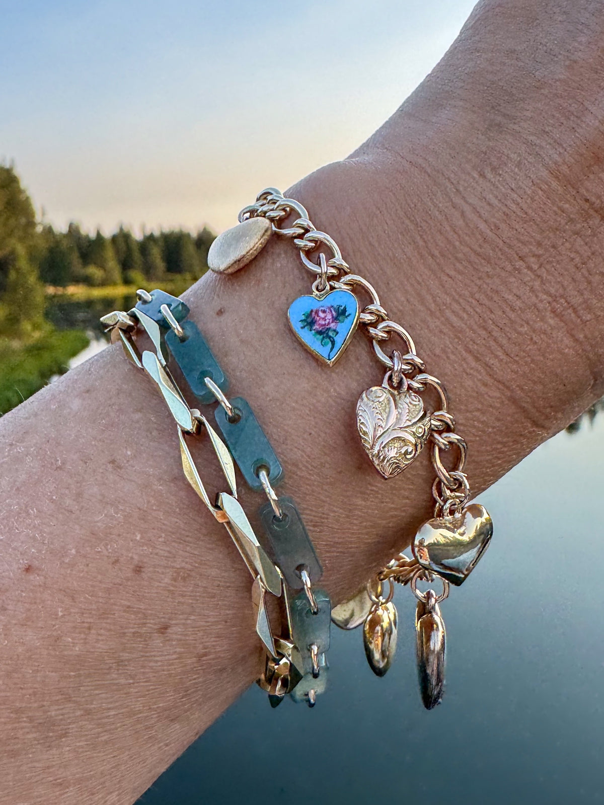 Solid Gold "Bless Your Heart" Charm Bracelet