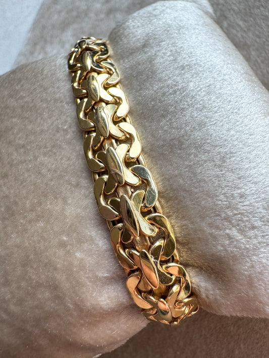 14K Yellow Gold Aurafin Flat Link Bracelet