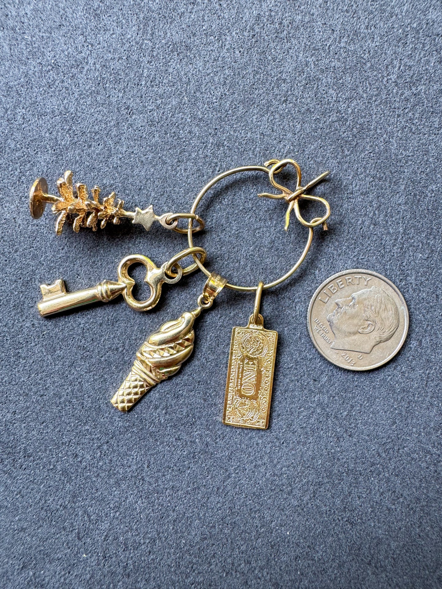 14K Gold Key Charm