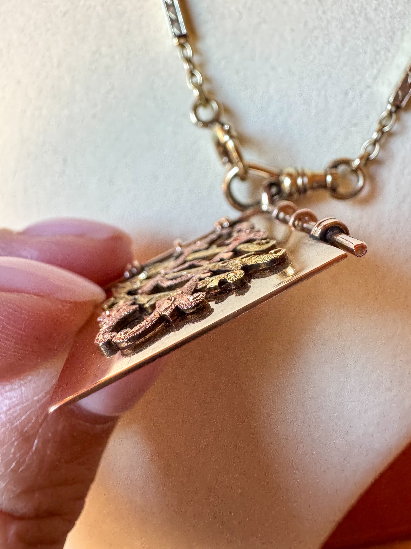 Antique Victorian 10K Gold Monogram Pendant, Dated 1899