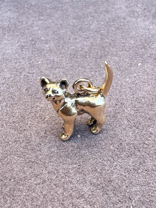14K Yellow Gold Cat Charm