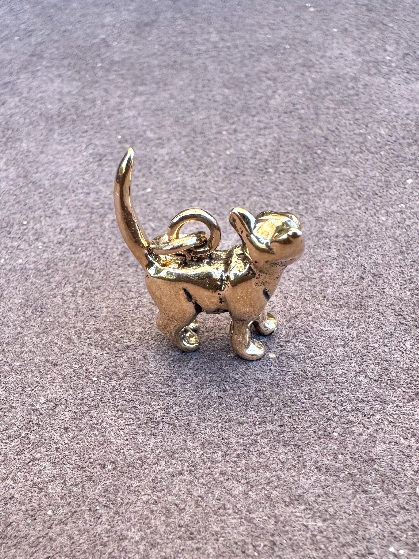 14K Yellow Gold Cat Charm