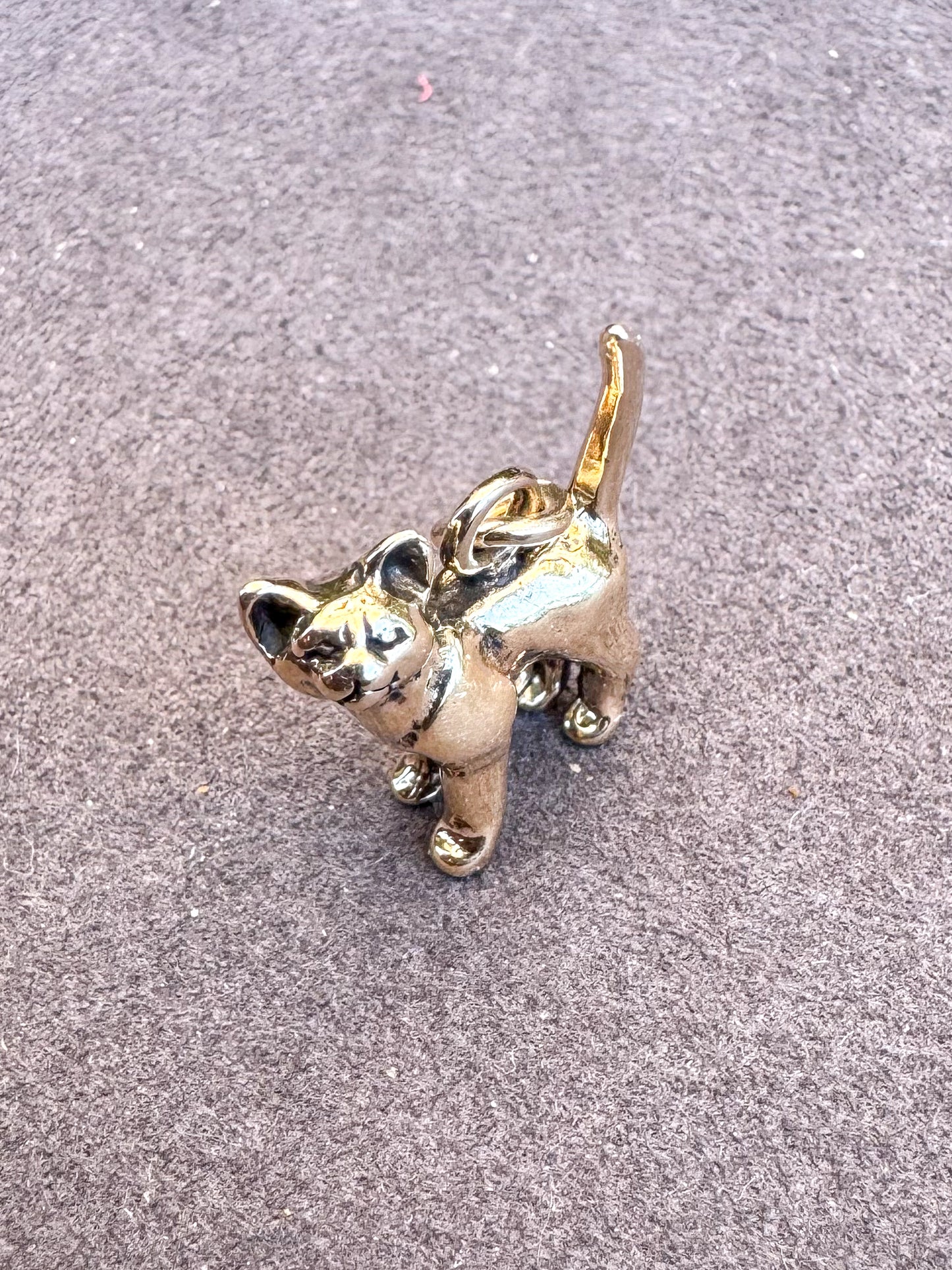14K Yellow Gold Cat Charm