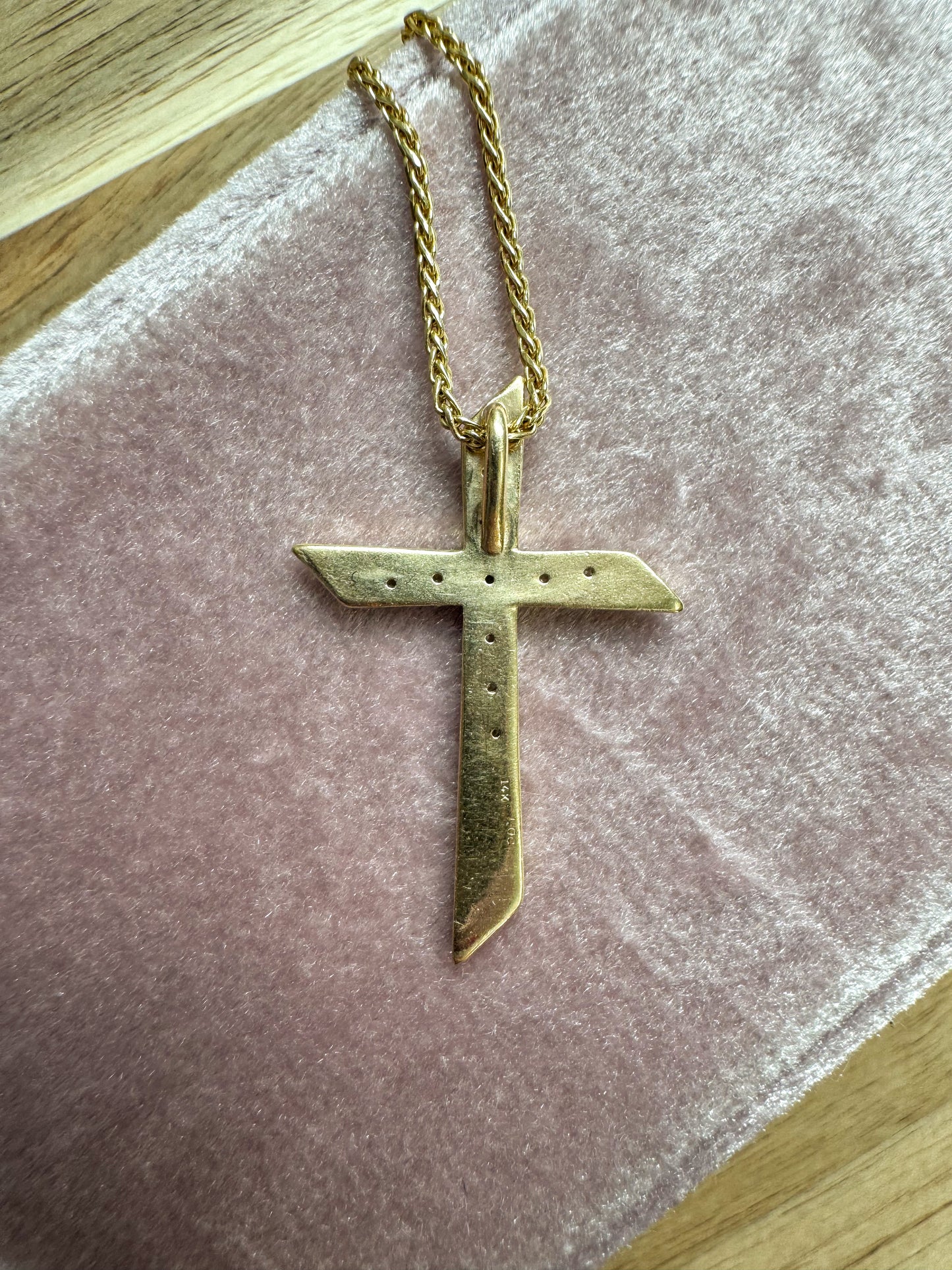 Vintage 14K Cross Pendant with Diamonds
