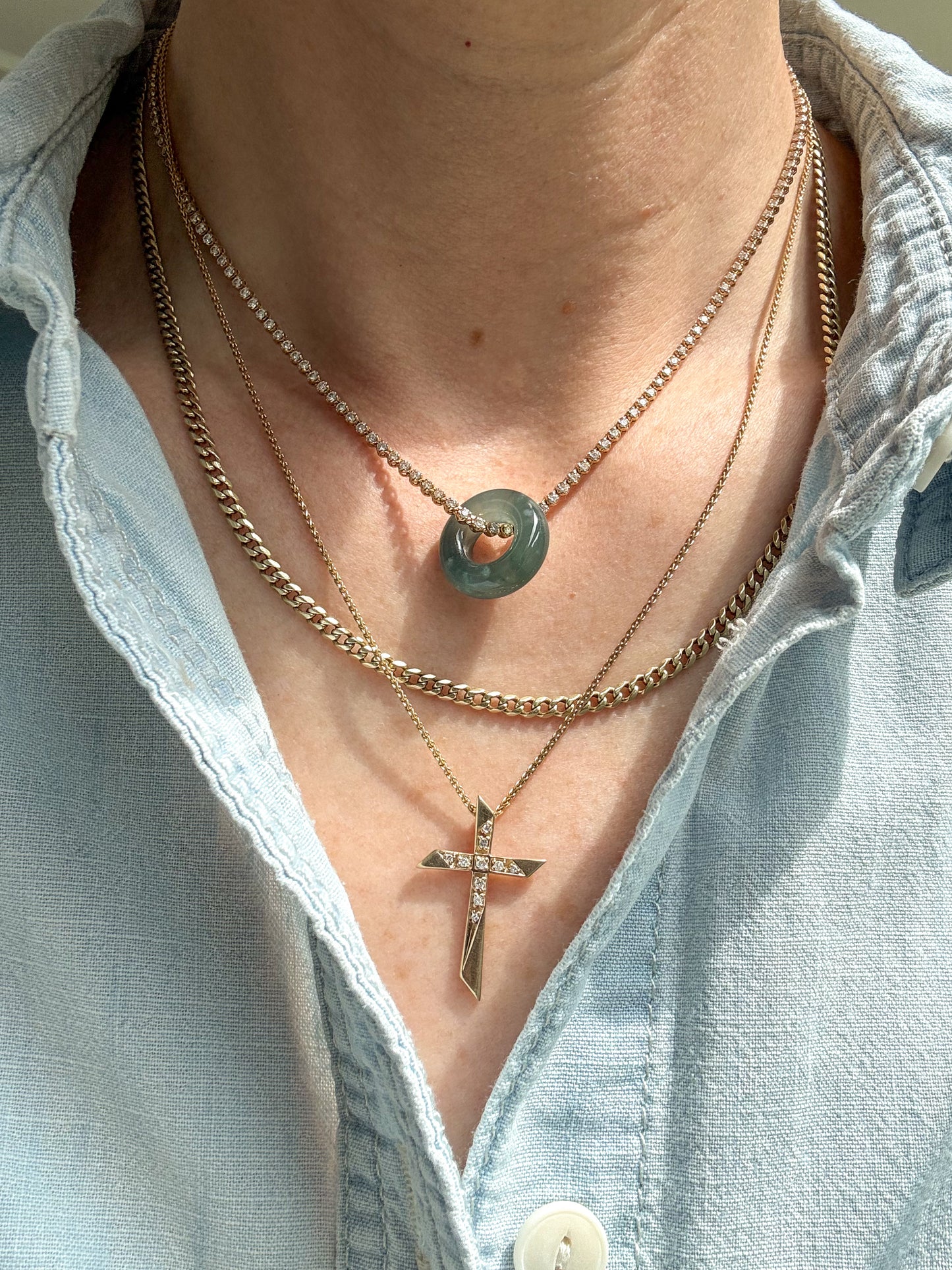 Vintage 14K Cross Pendant with Diamonds