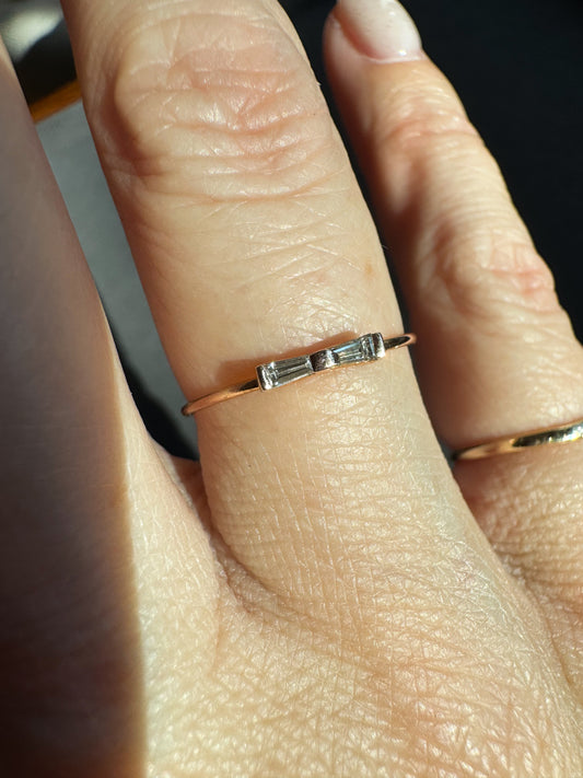 14K Rose Gold and Diamond Bow Tie Ring