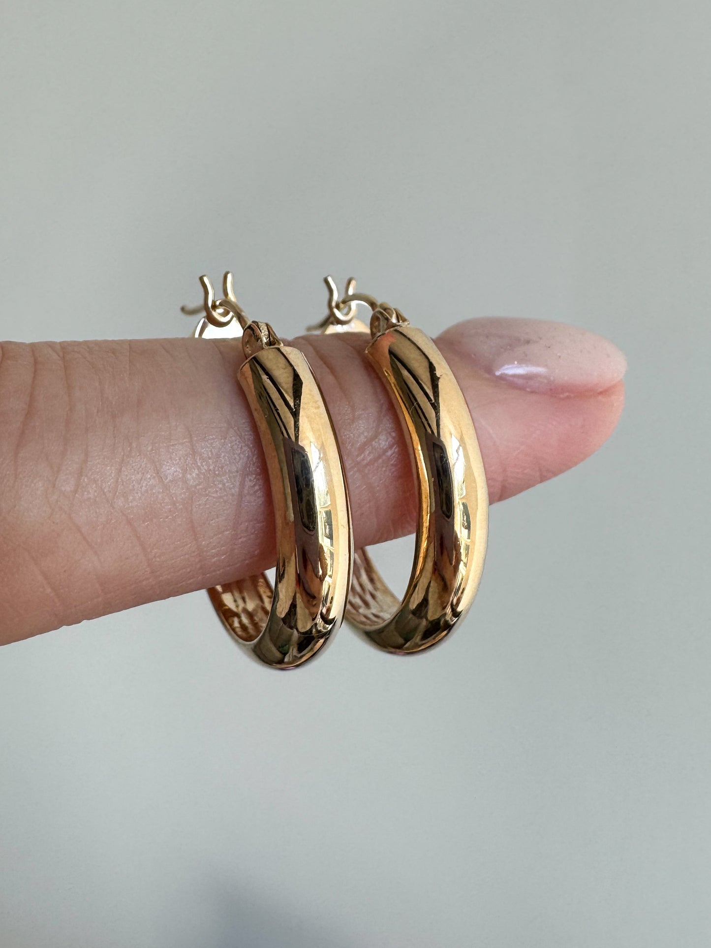 14K Round Hoops with Diamond Cut Interior