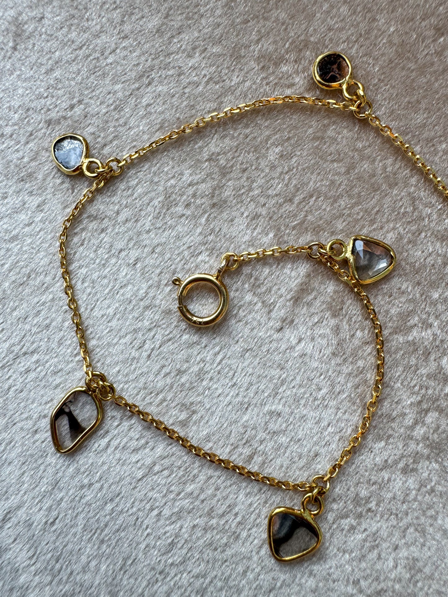 Natural Diamond Slice Station Bracelet