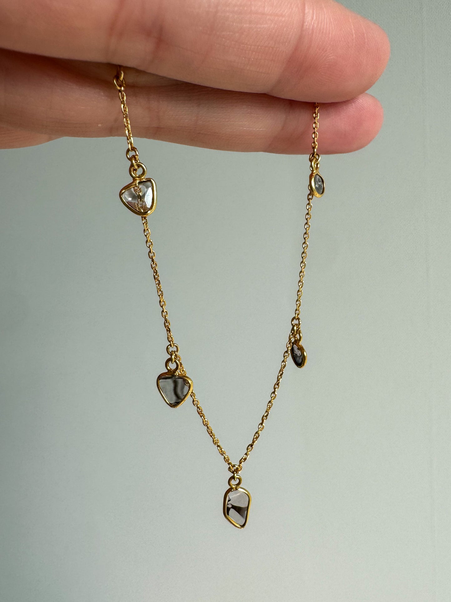 Natural Diamond Slice Station Bracelet