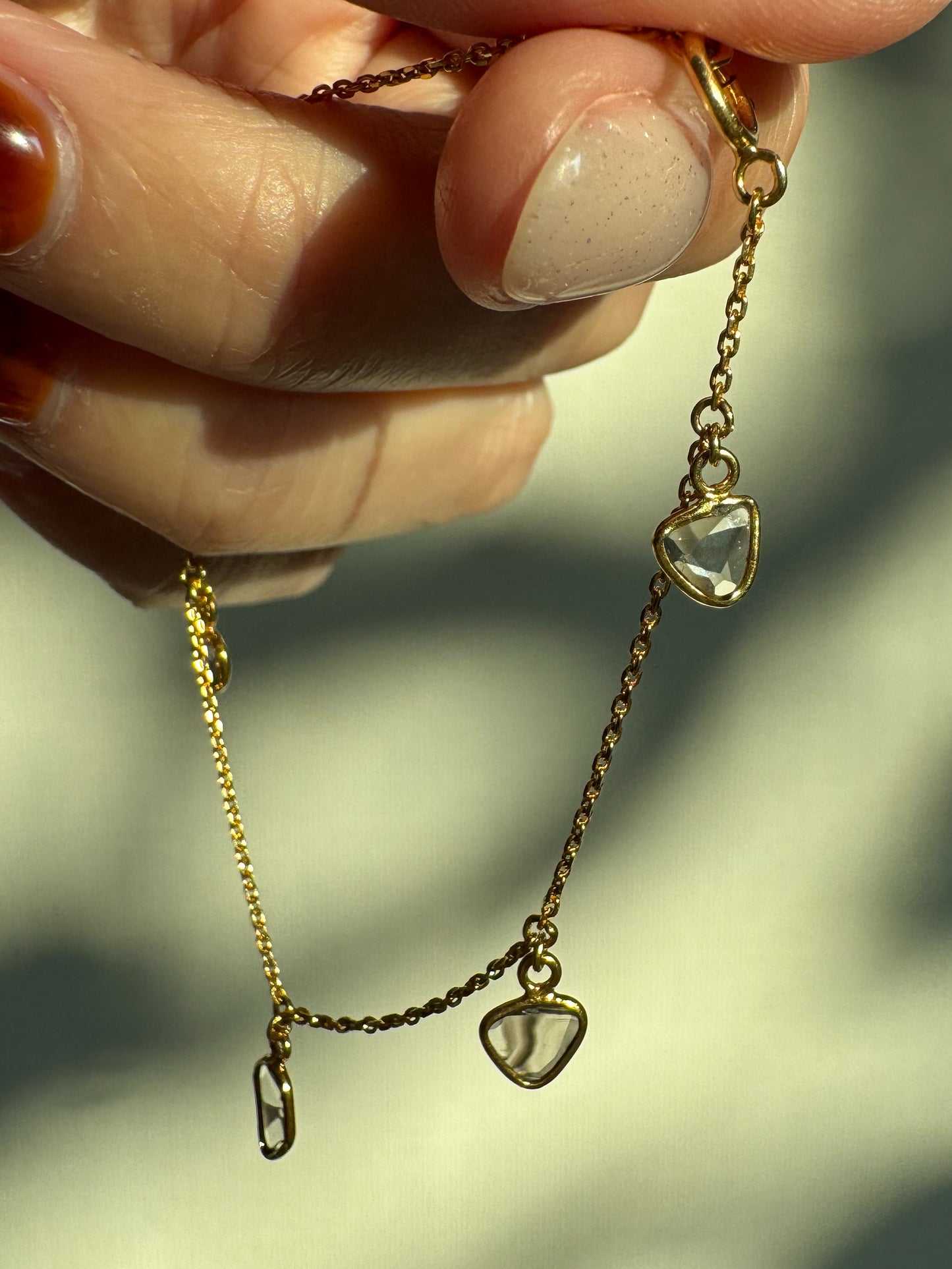 Natural Diamond Slice Station Bracelet