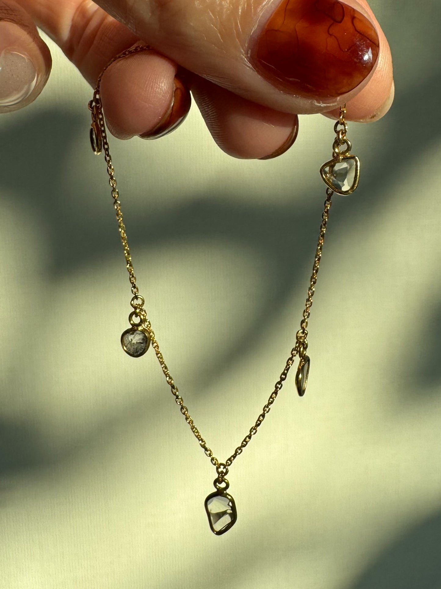 Natural Diamond Slice Station Bracelet