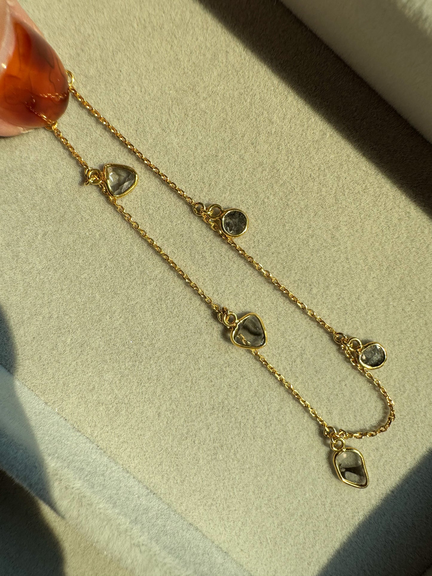 Natural Diamond Slice Station Bracelet