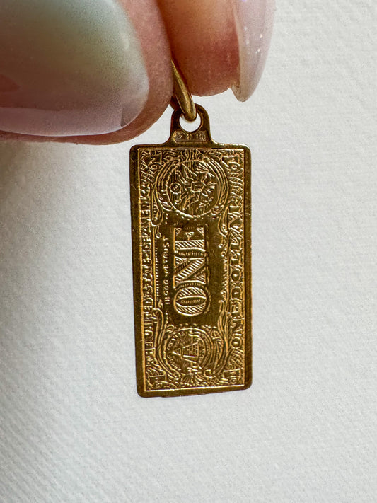 18K Gold $1 Dollar Bill Charm