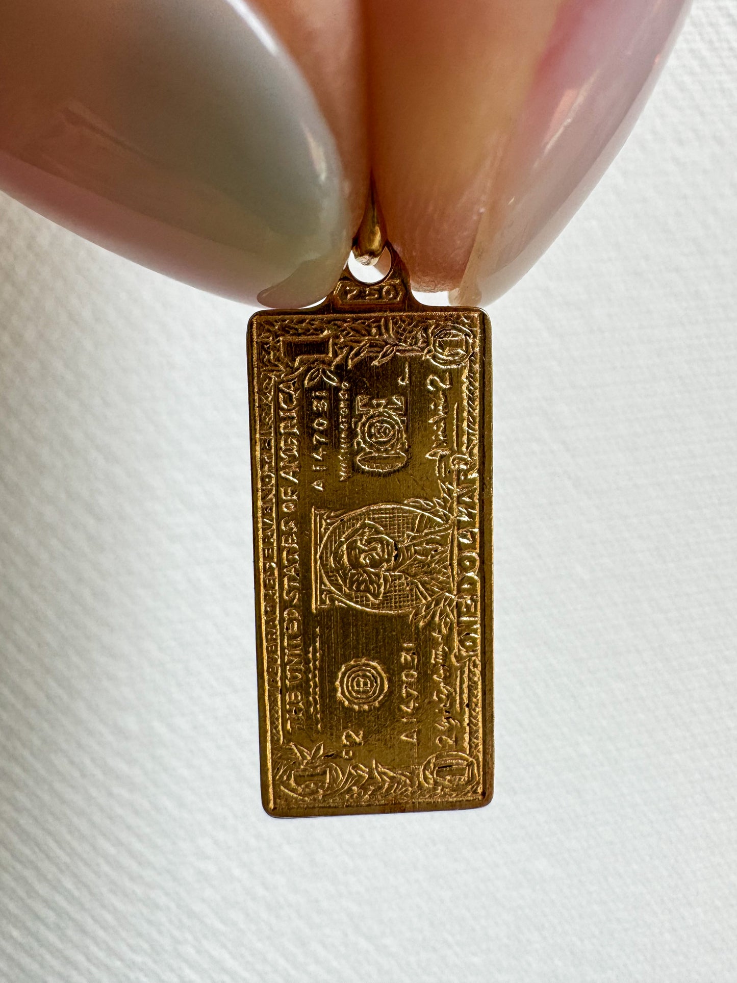 18K Gold $1 Dollar Bill Charm