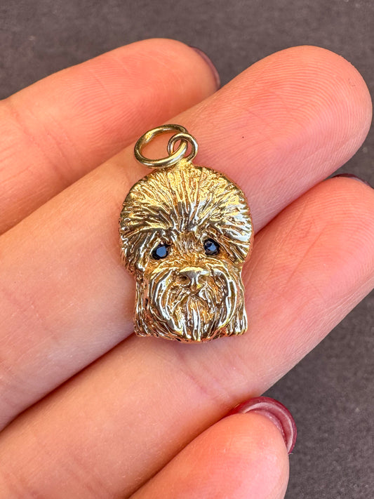 14K Yellow Gold Hand Carved Doodle Charm