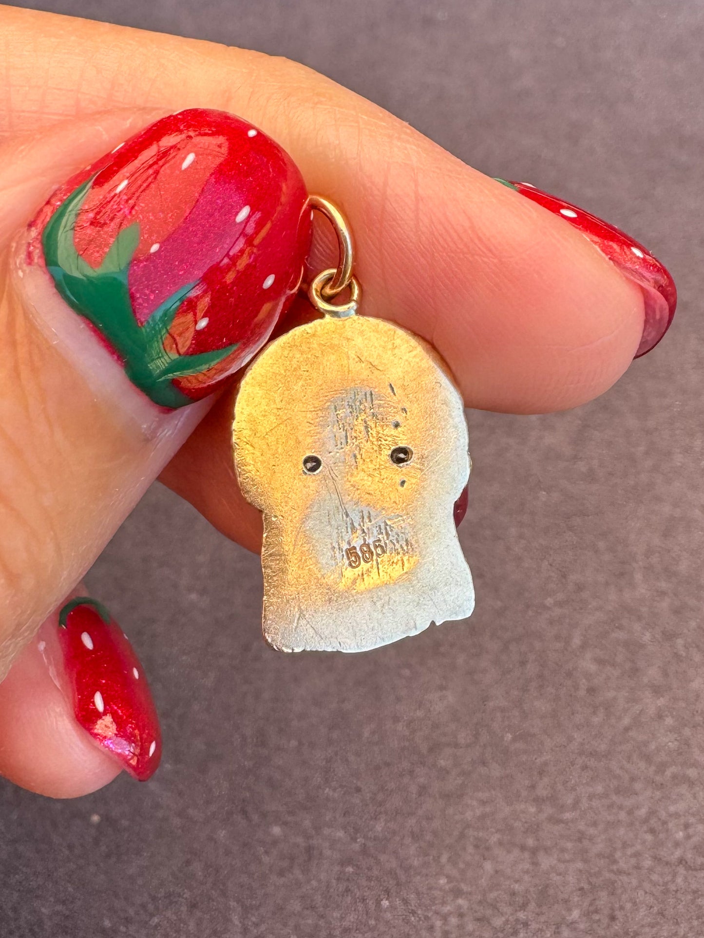 14K Yellow Gold Hand Carved Doodle Charm