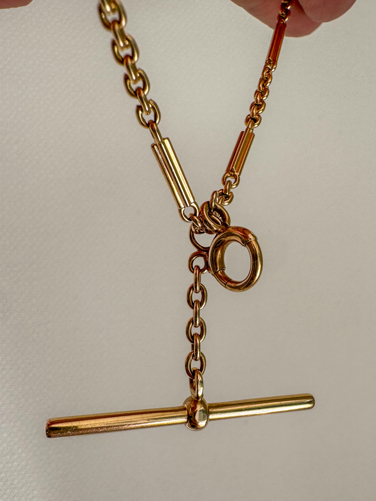 Antique 14K Gold Bar Link Watch Chain