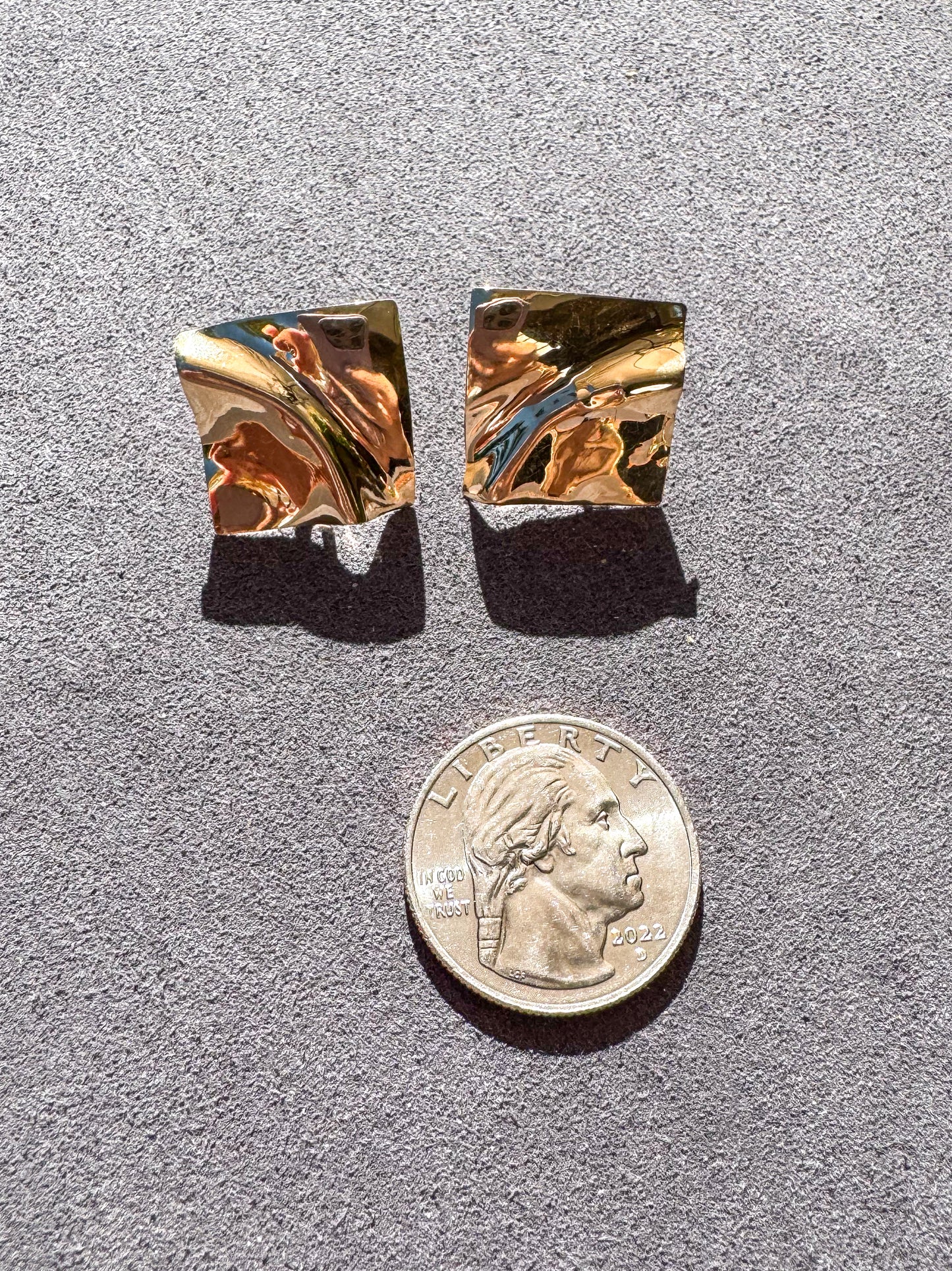 Vintage 14K Crinkled Paper Earrings