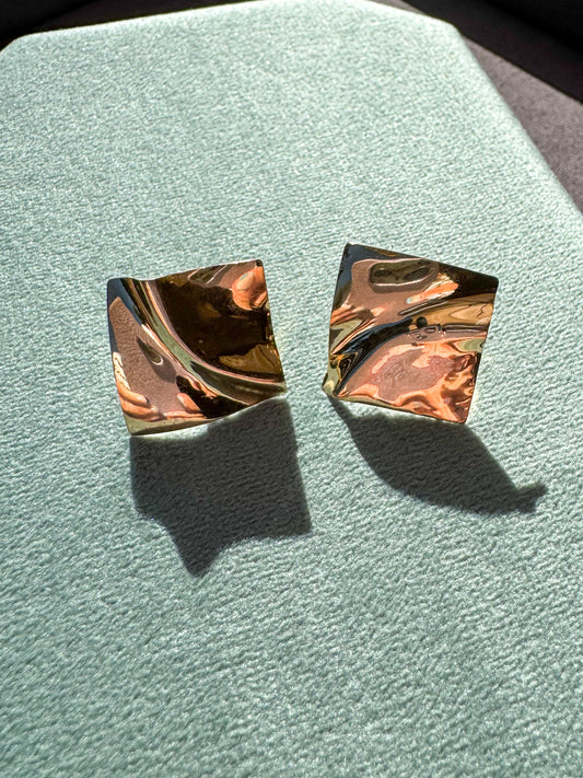 Vintage 14K Crinkled Paper Earrings