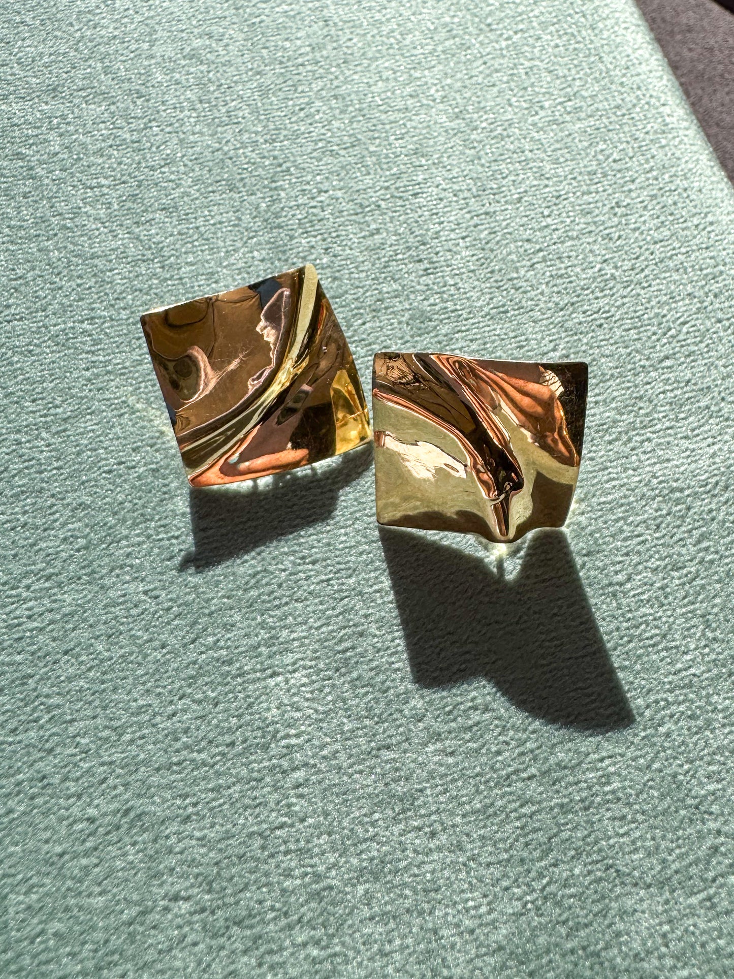 Vintage 14K Crinkled Paper Earrings