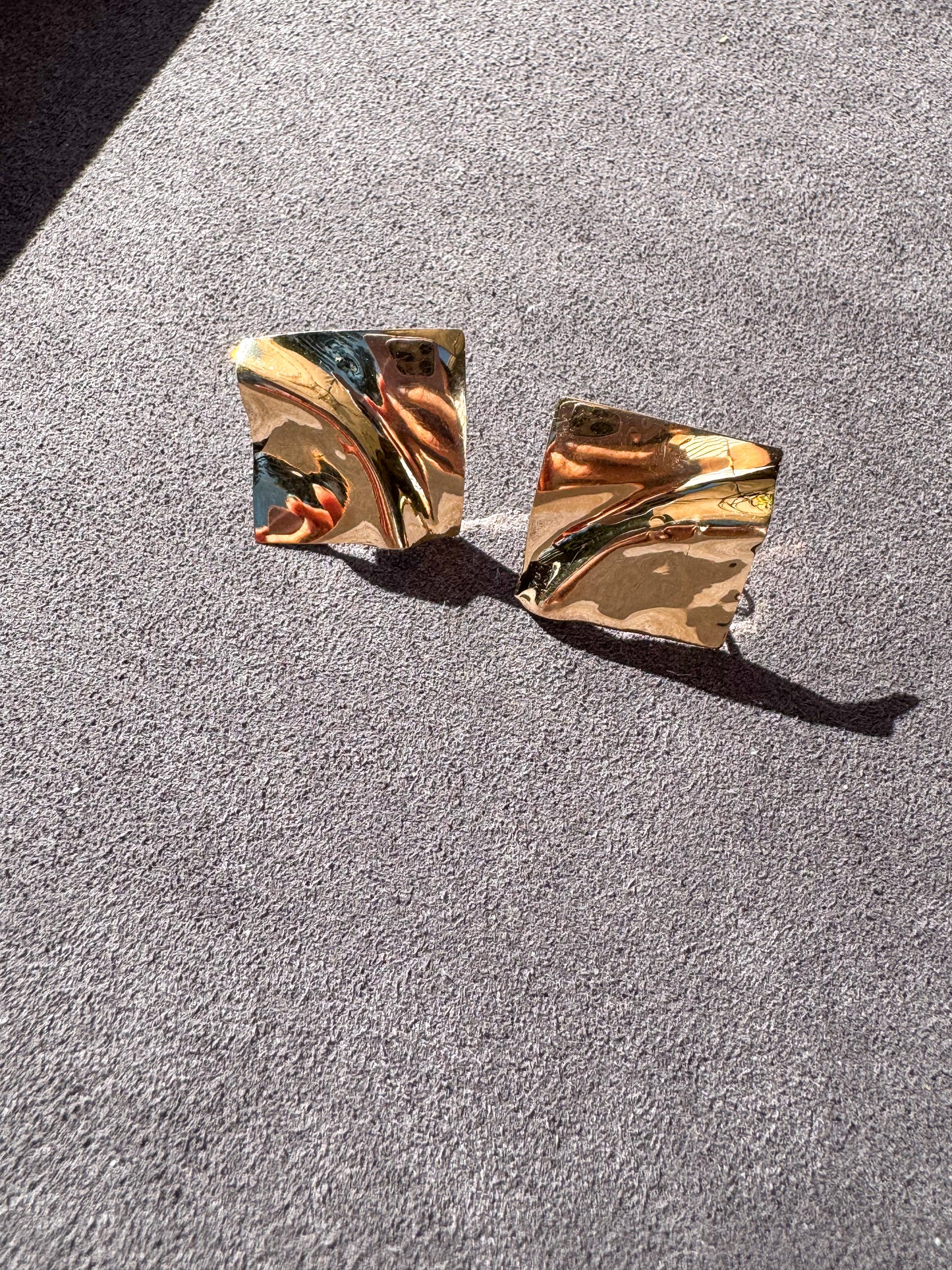 Vintage 14K Crinkled Paper Earrings