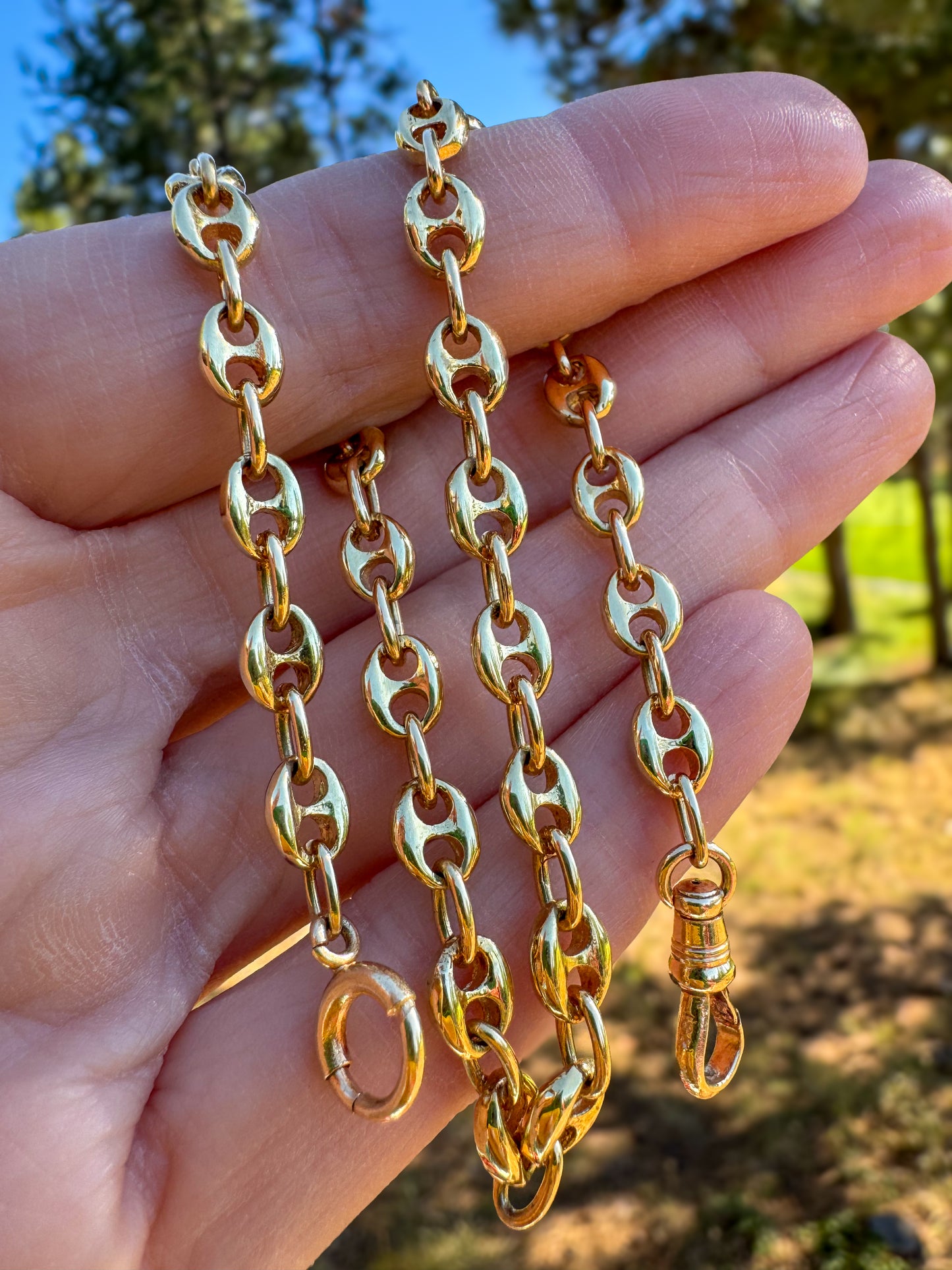 Vintage 18K Gold Puffy Mariner Watch Chain