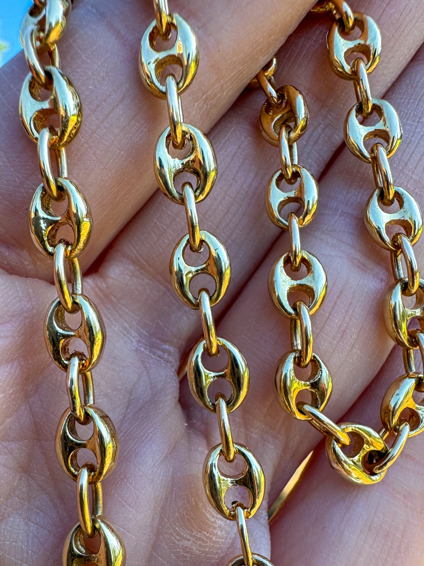 Vintage 18K Gold Puffy Mariner Watch Chain