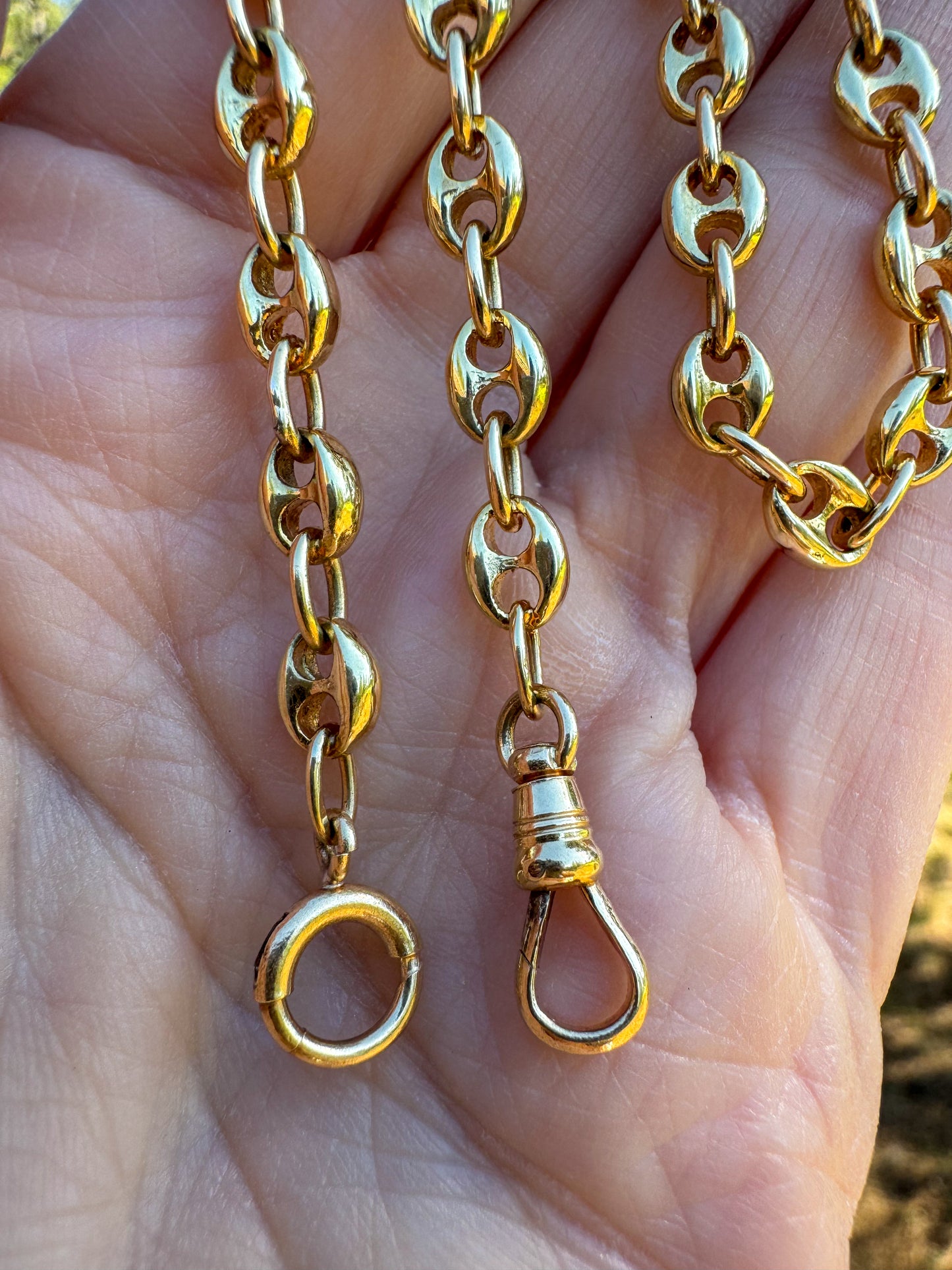 Vintage 18K Gold Puffy Mariner Watch Chain