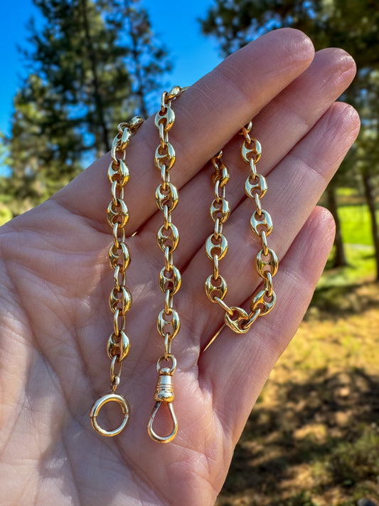 Vintage 18K Gold Puffy Mariner Watch Chain