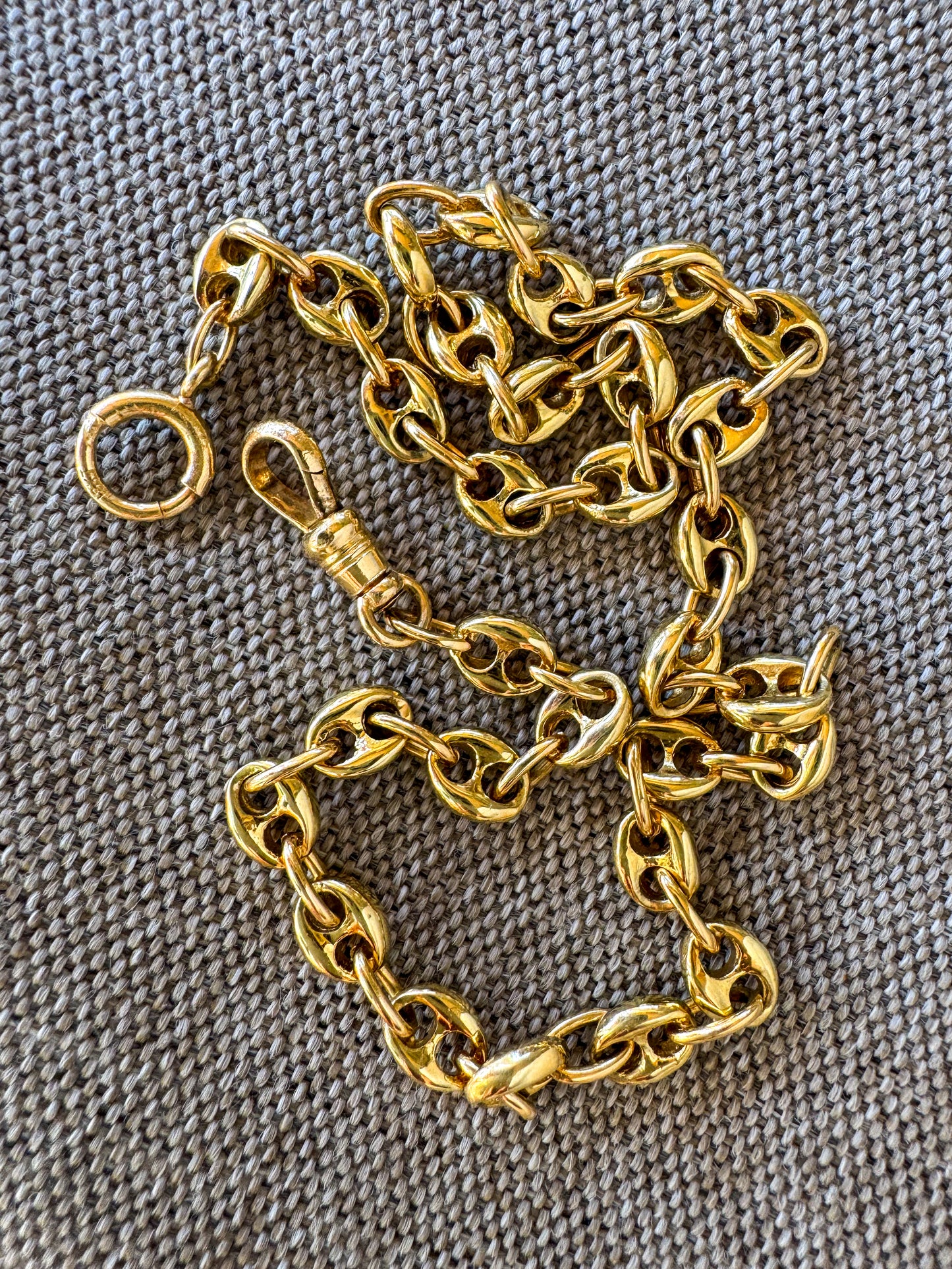 Vintage 18K Gold Puffy Mariner Watch Chain