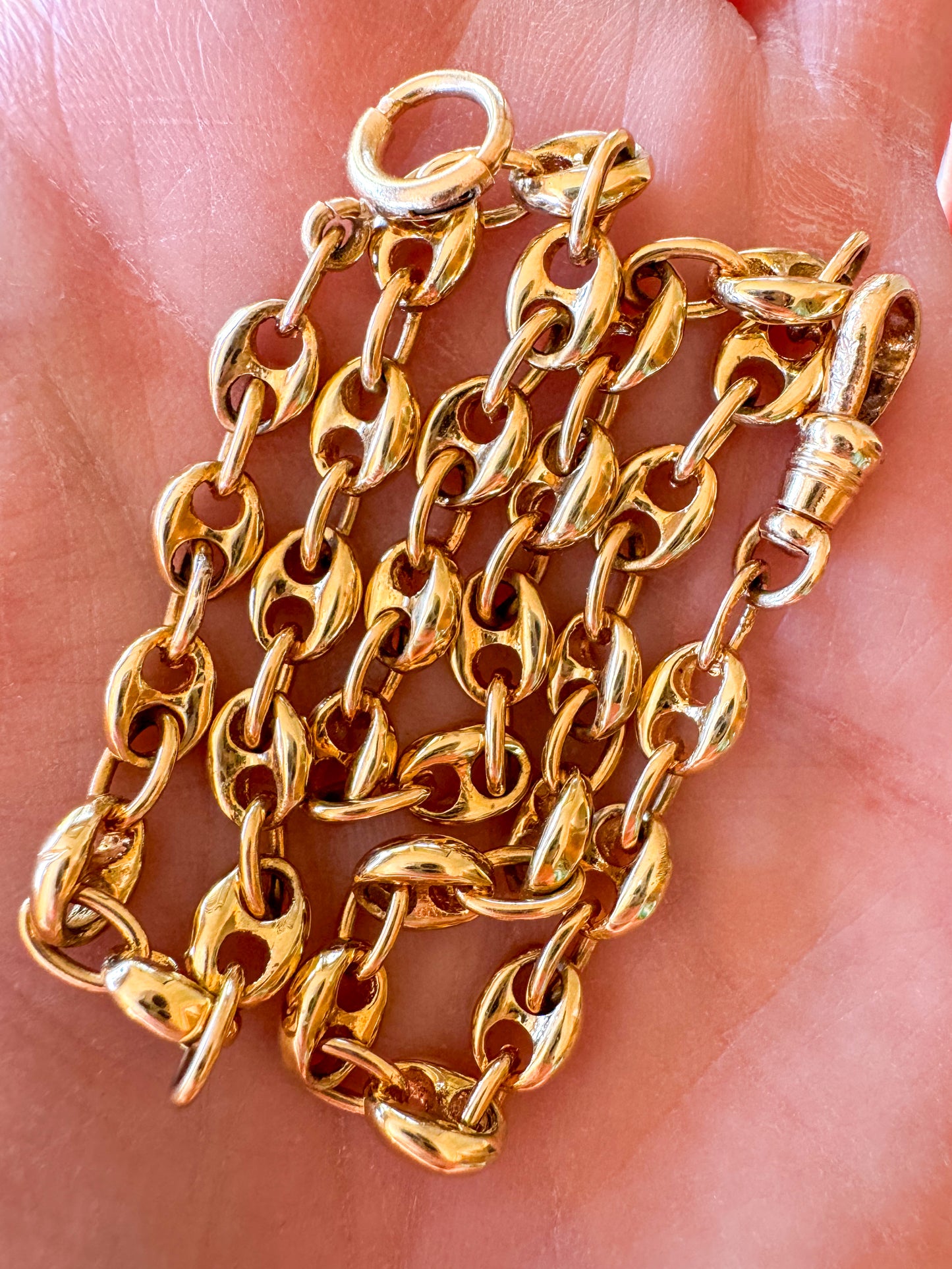 Vintage 18K Gold Puffy Mariner Watch Chain