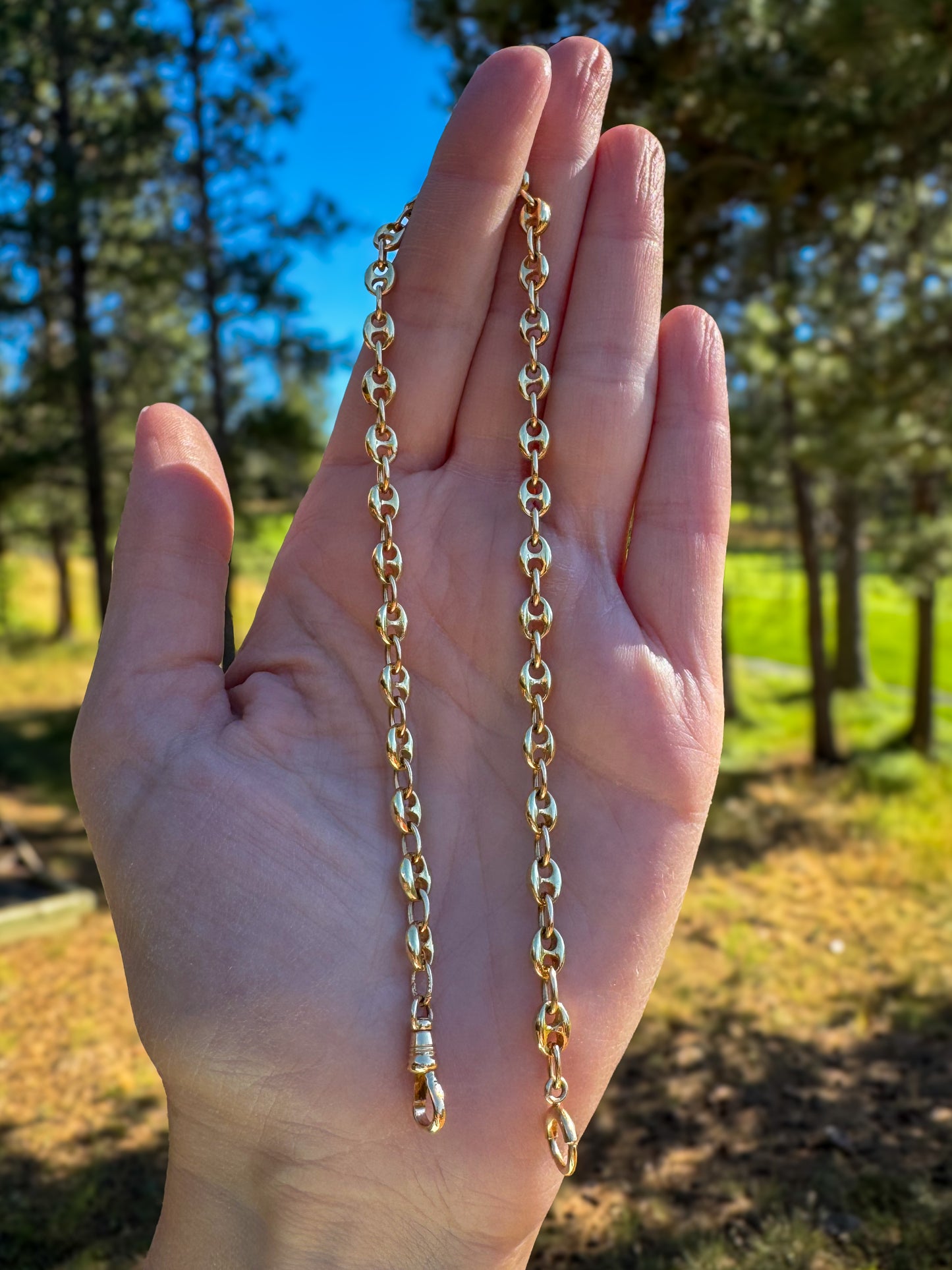 Vintage 18K Gold Puffy Mariner Watch Chain