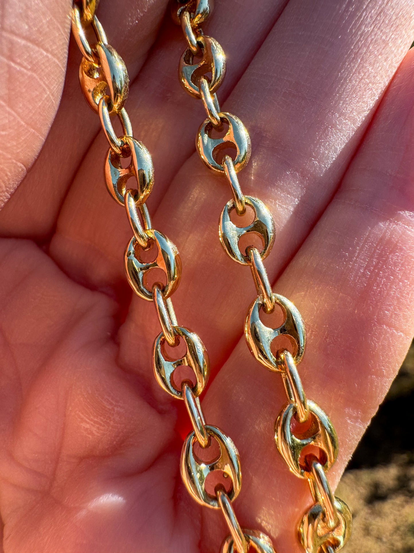 Vintage 18K Gold Puffy Mariner Watch Chain