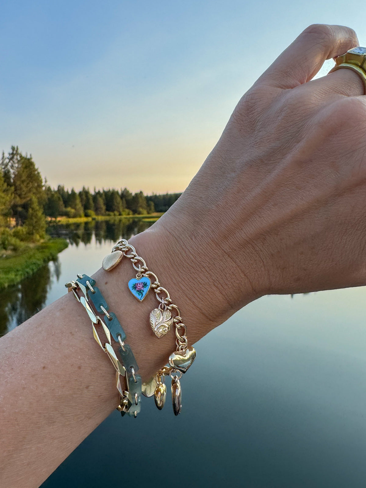 Solid Gold "Bless Your Heart" Charm Bracelet