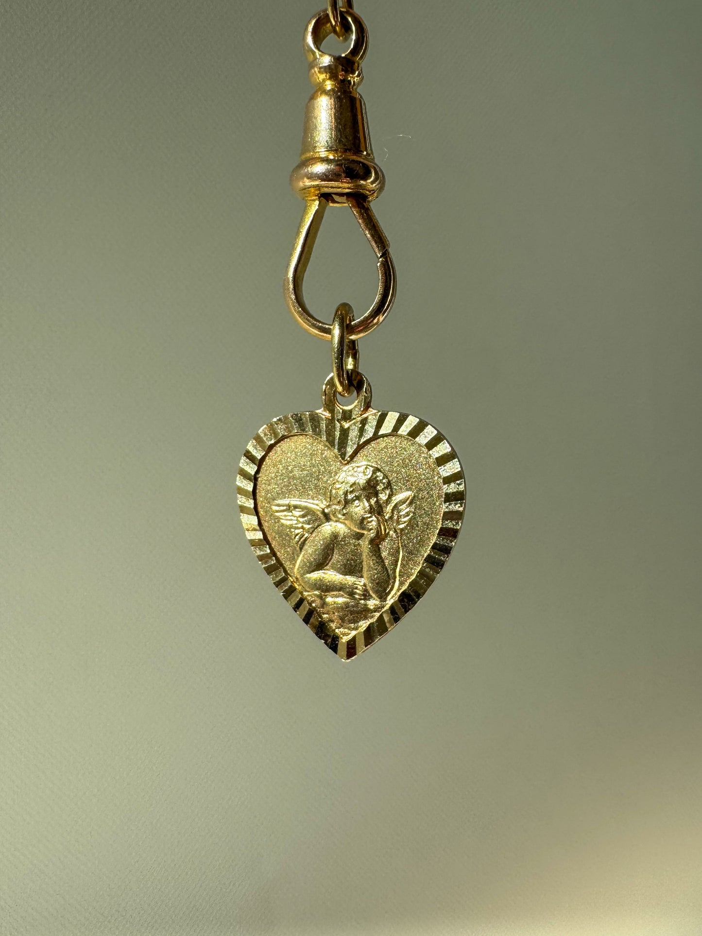 Vintage 14K Engine Turned Cherub Charm