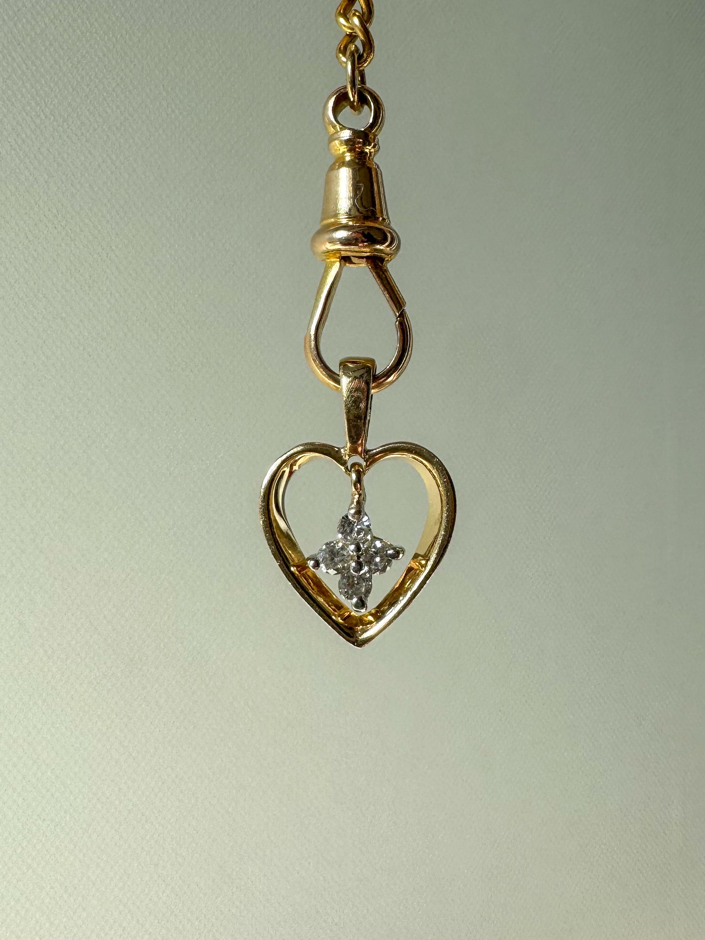 Vintage 14K Heart Pendant with Natural Diamonds
