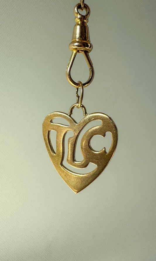 Mid-Century 14K "TLC" Heart Pendant