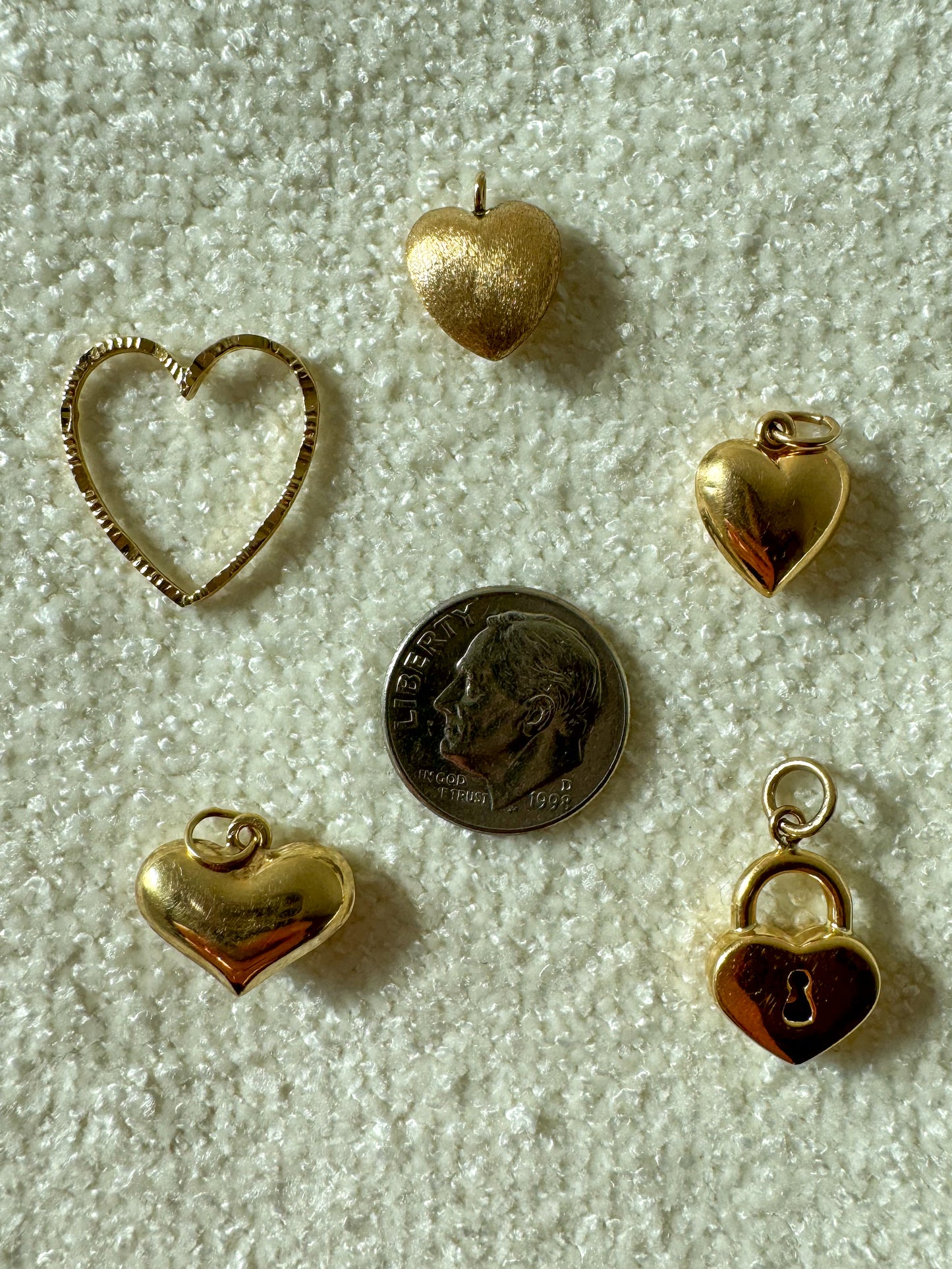 Vintage 14K Wide Puffy Heart Charm