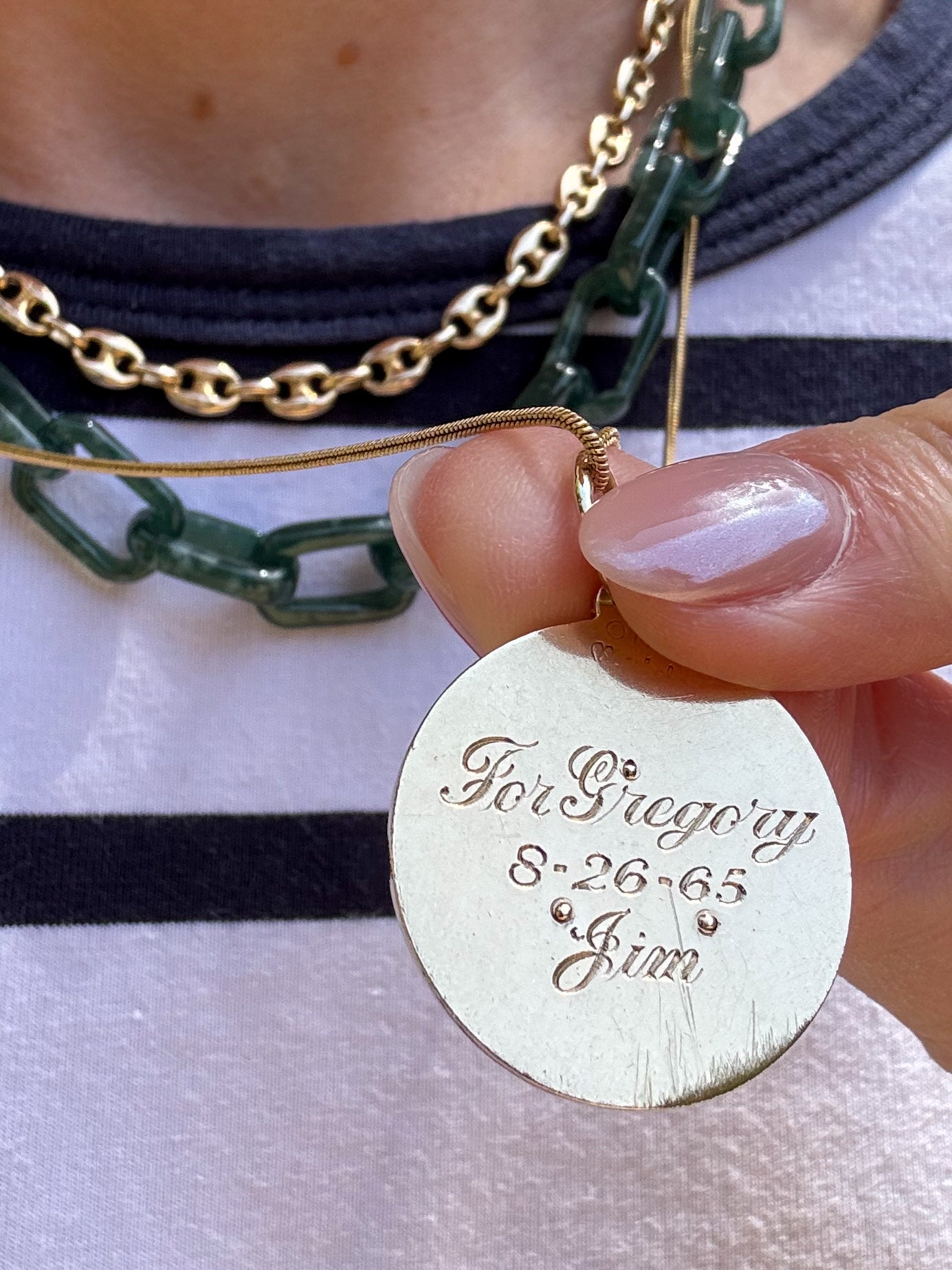 14K Mid-Century "Merci" Medallion