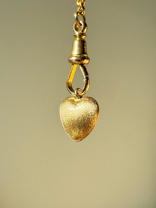 Vintage 14K Puffy Heart Charm with Florentine Finish
