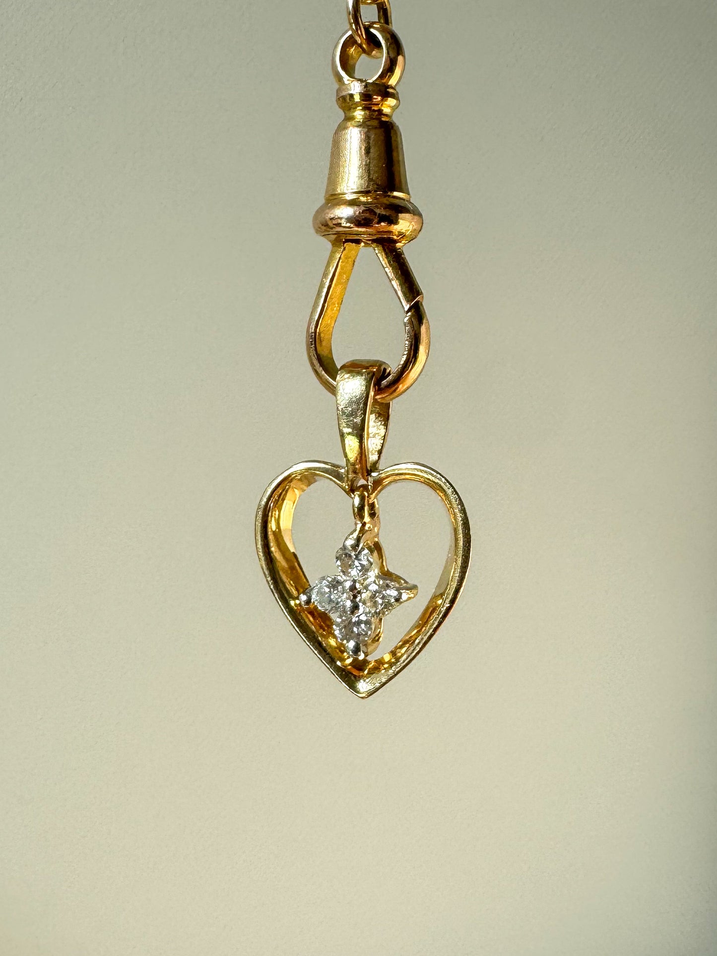 Vintage 14K Heart Pendant with Natural Diamonds