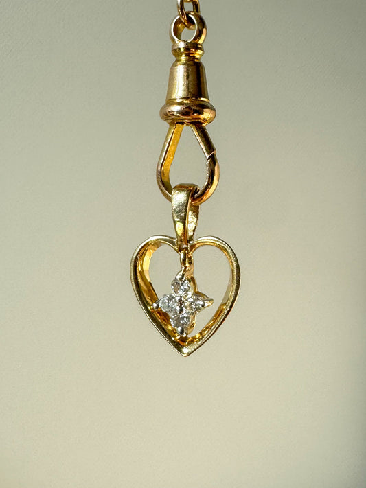 Vintage 14K Heart Pendant with Natural Diamonds