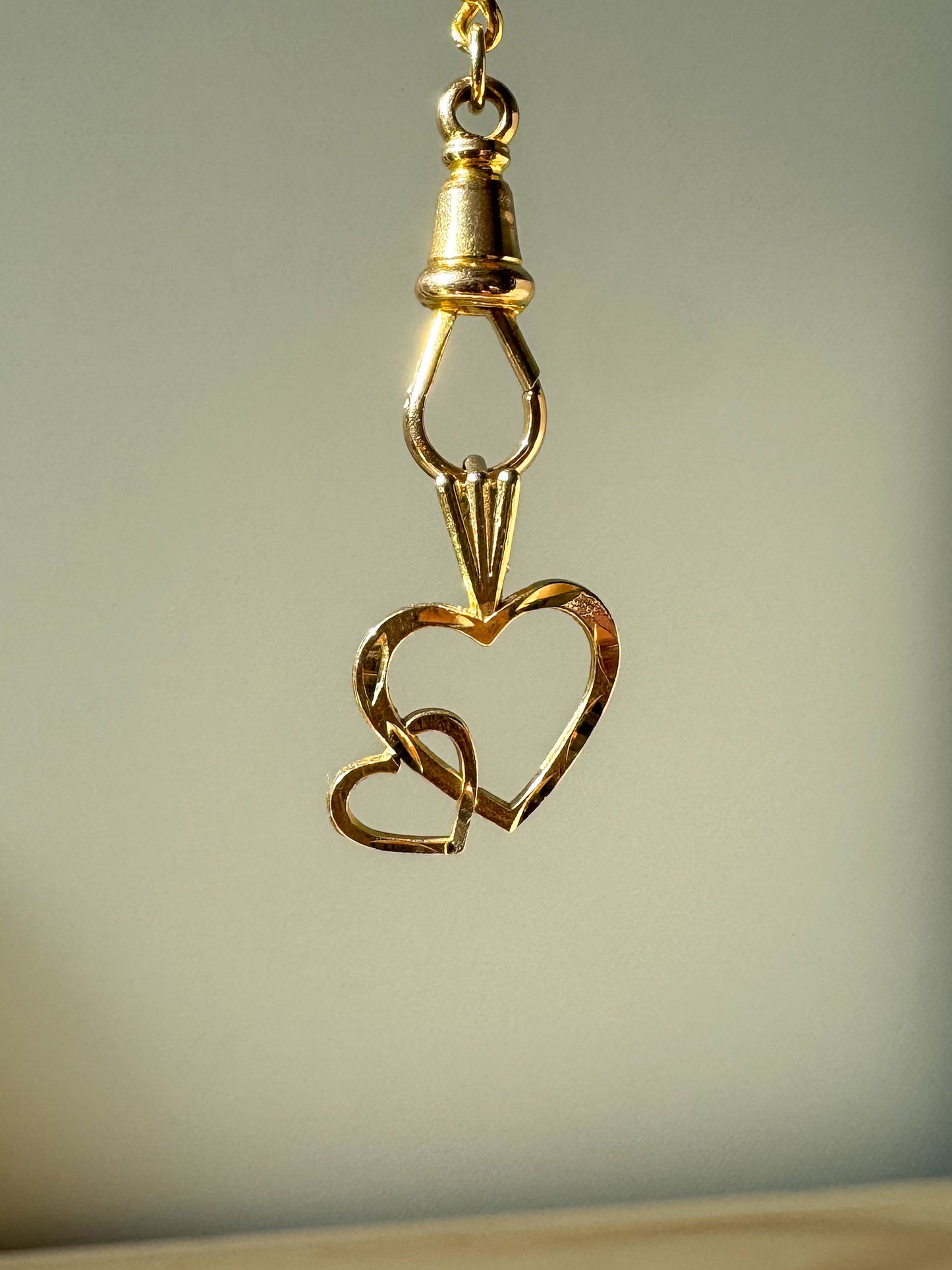 Vintage 14K Michael Anthony Double Heart Charm
