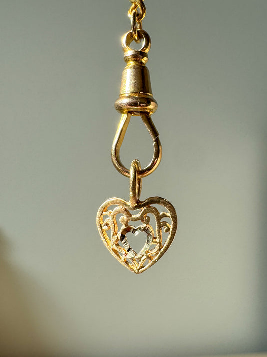 Vintage 14K Dainty Filigree Heart Charm