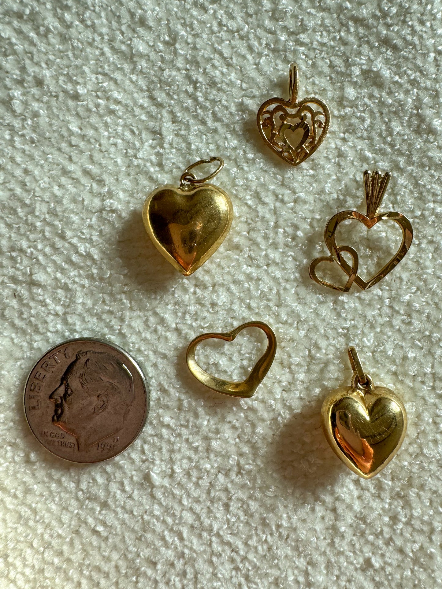 Vintage 14K Michael Anthony Double Heart Charm